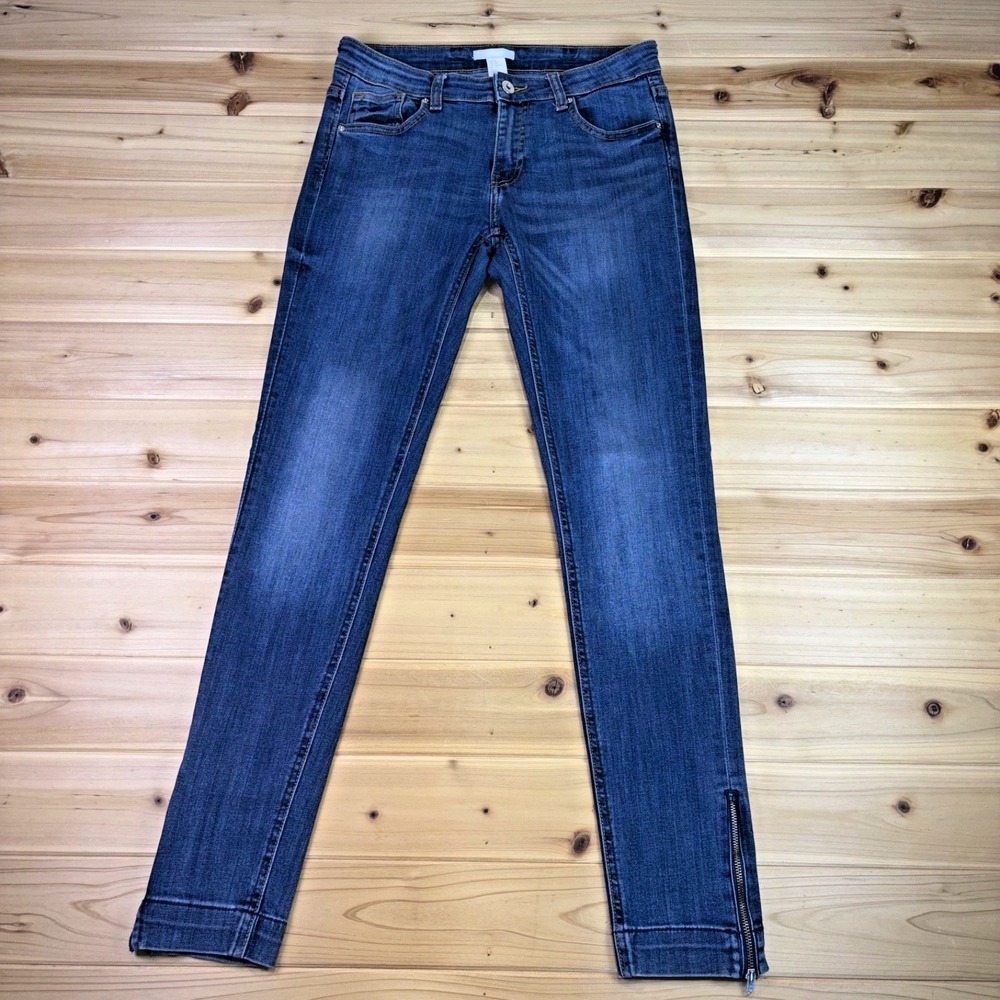 H&M Jeans Womens 29 Skinny Low Rise Zip Cuff Denim Blue Jeans